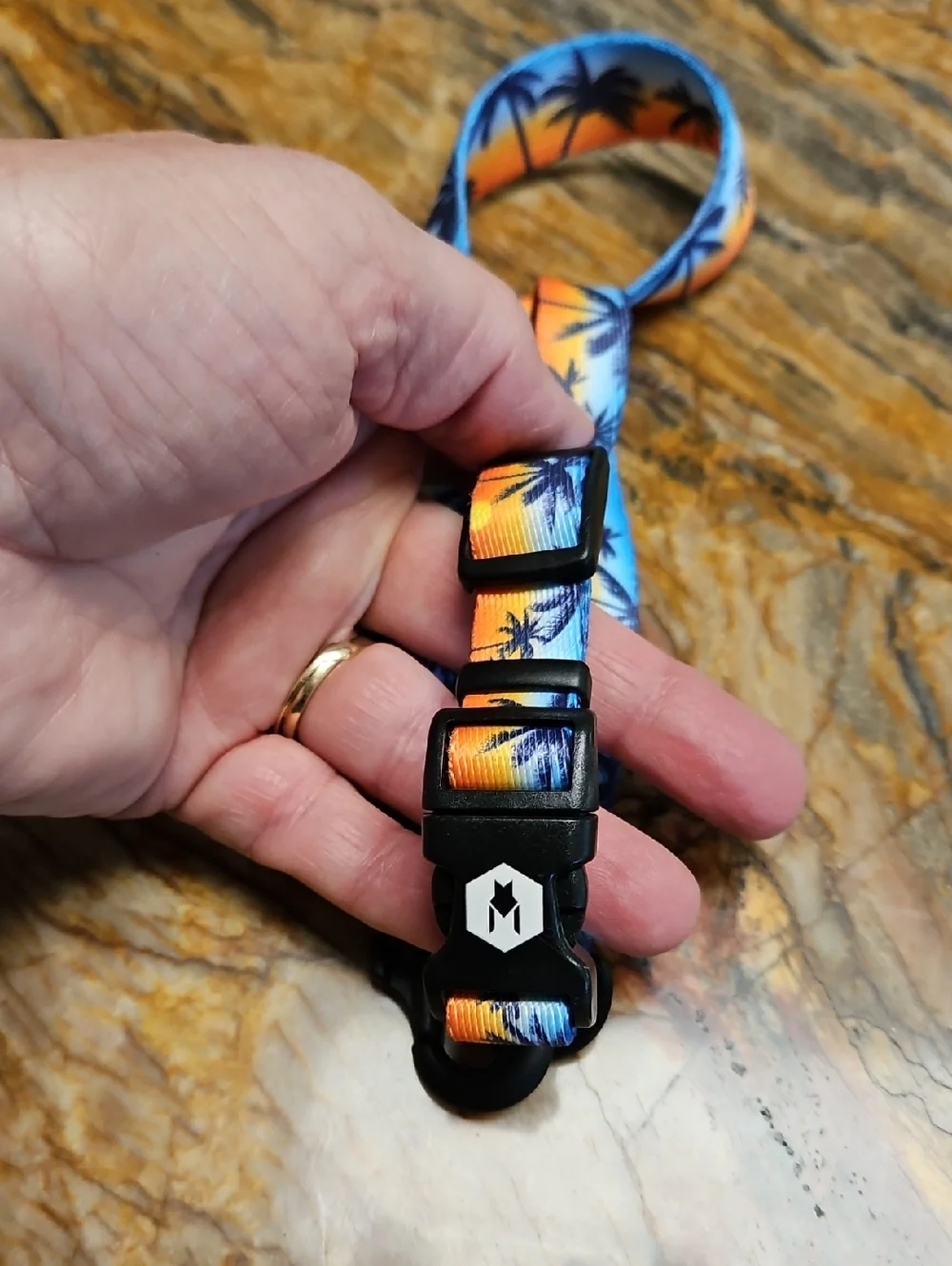 WOLFGANG MAN & BEAST Tropical Palm Print Dog Leash and Colar NEW